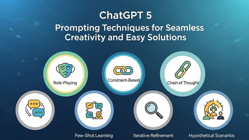 ChatGPT 5 prompting techniques with six method icons